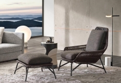 Prince Cord Armchair with Footstool - Image 3